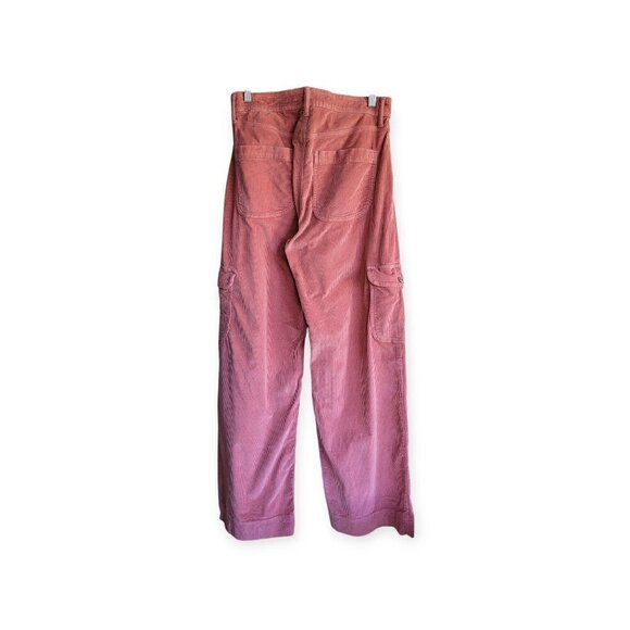 American Eagle pink super high rise baggy wide leg corduroy cargo pants size 6 - Picture 3 of 11